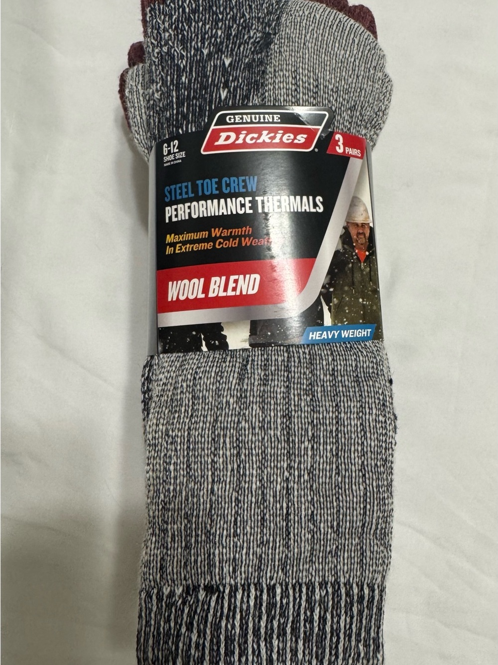 Dickies Men's Gray Marled Wool Blend Crew Socks - 3 Pack